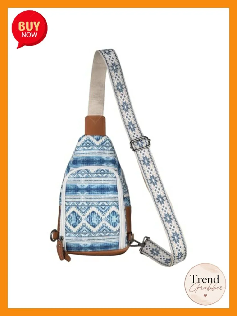 Canvas & Leather Concealed Carry Sling Bag Crossbody with Adjustable Strap
